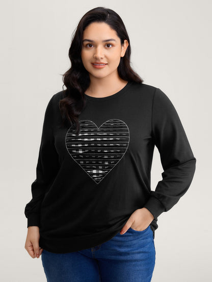 Supersoft Heart Cut-Out Embroidery Sweatshirt