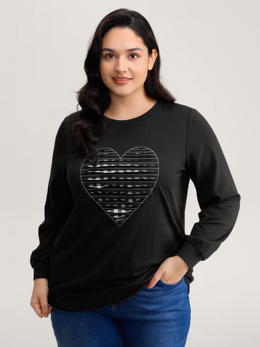 Supersoft Heart Cut-Out Embroidery Sweatshirt