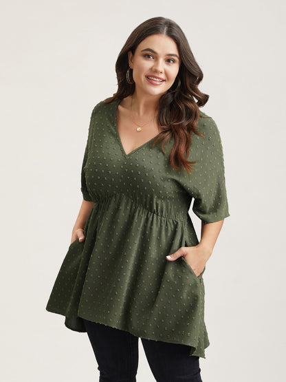 Textured Hi-Low Hem Pockets Shirt