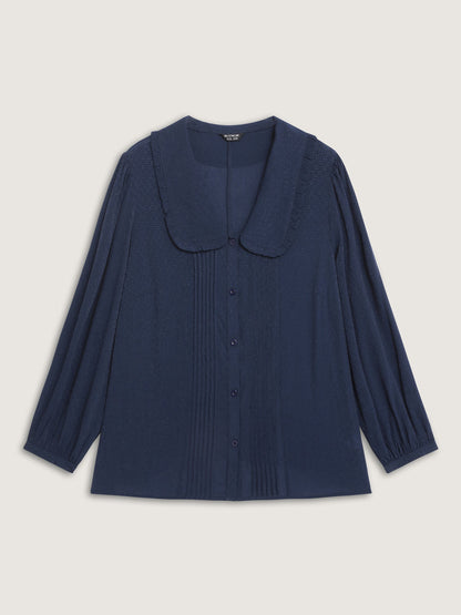 Rayon Textured Semi Sheer Placket Blouse