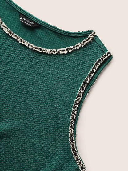 Round Neck Contrast Webbing Patched Pocket Dress