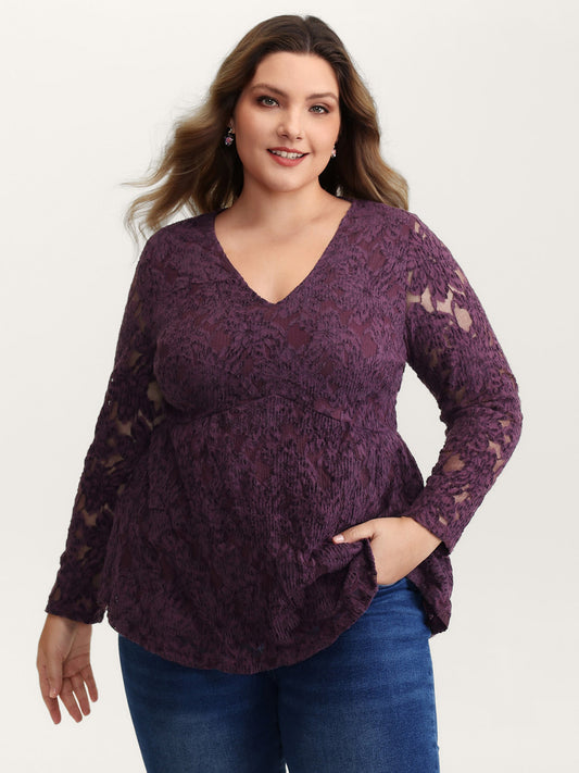 Textured Lined Fit and Flare Knit Top