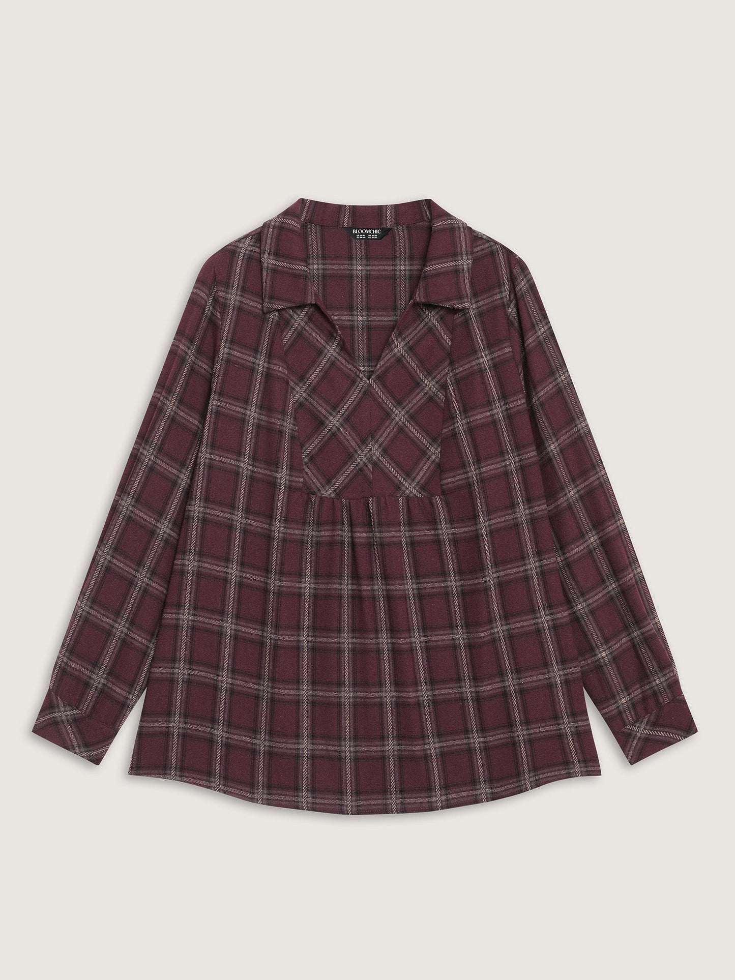 Plaid Pattern Relaxed-Fit Collar Blouse