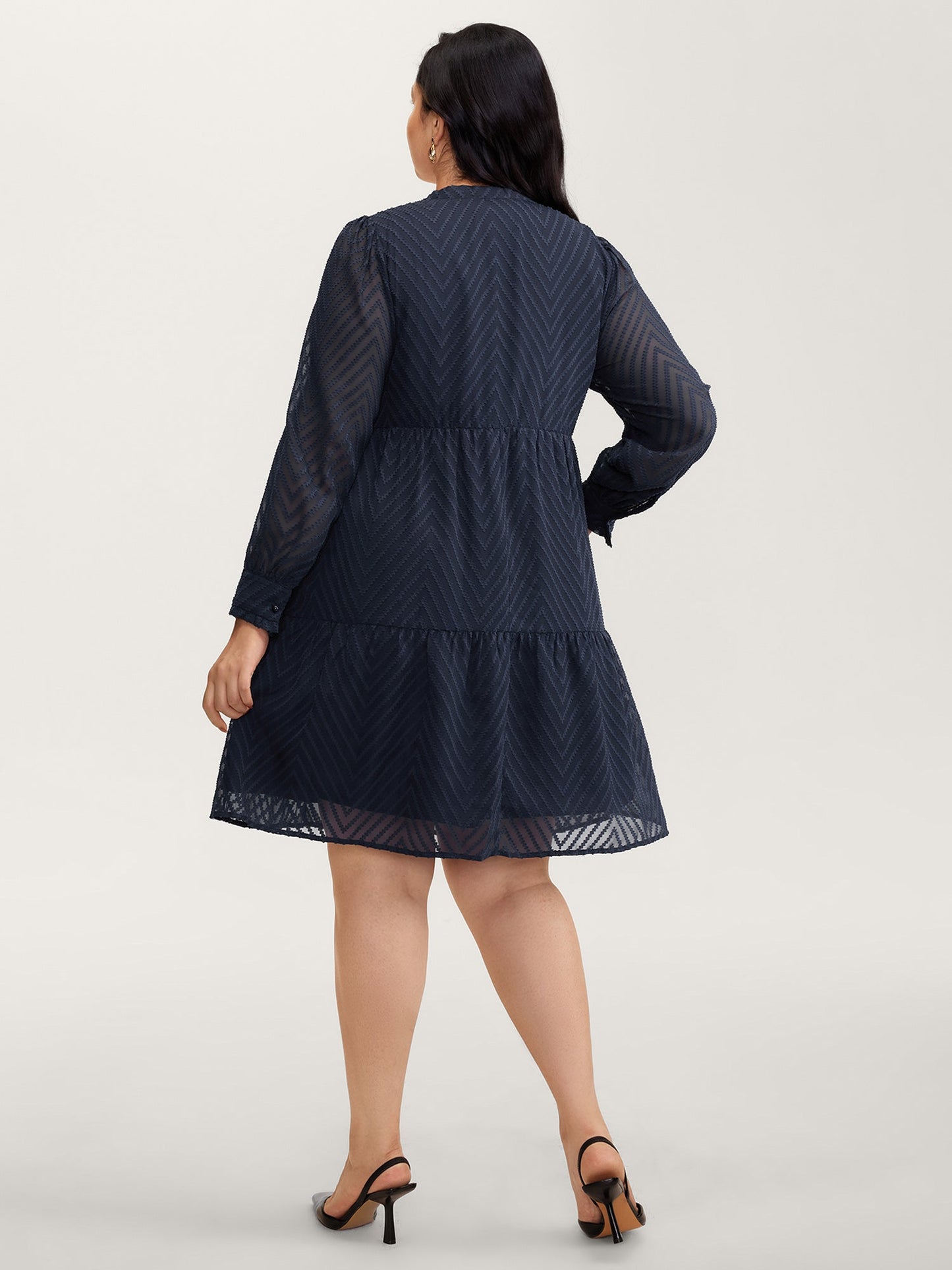 Textured Bowknot Flowy-Fit Midi Dress