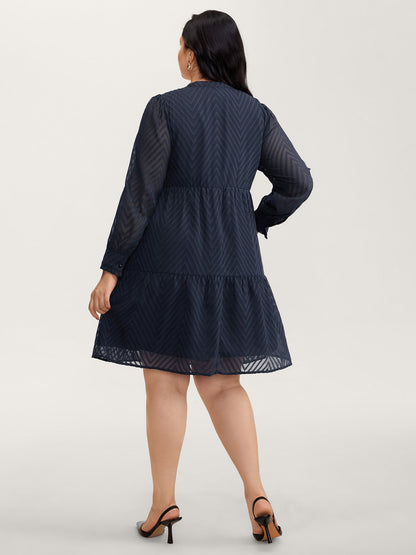 Textured Bowknot Flowy-Fit Midi Dress