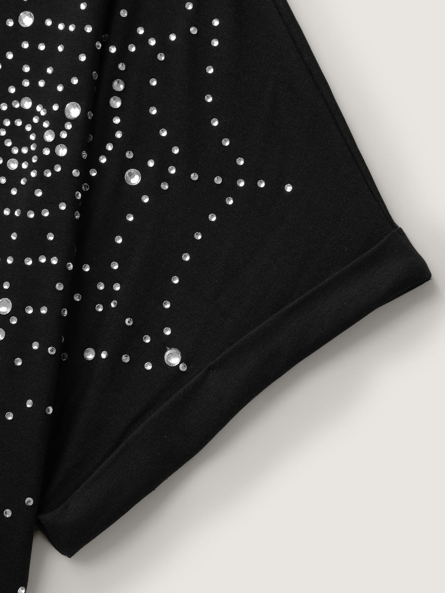 Spiderweb Rhinestone Stretchy Solid T-Shirt