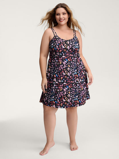 Colorful Leopard Print Double Strap Sleep Dress