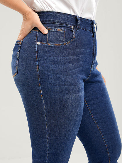 Straight Very Stretchy High Rise Dark Wash Jeans