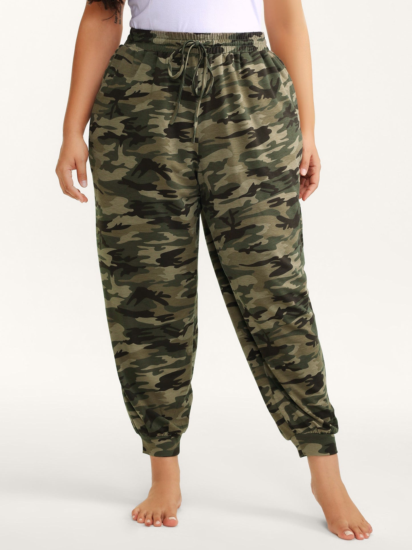 Camouflage Print Drawstring Stretchy Pants