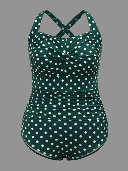 Polk Dot Crossback One Piece Swimsuit