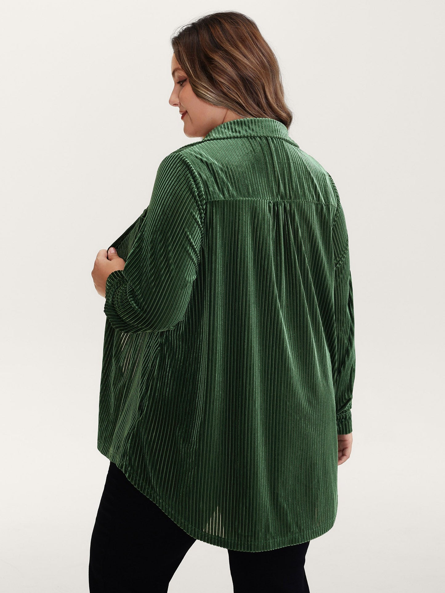 Velvet Textured Pockets Button-Down Shirt