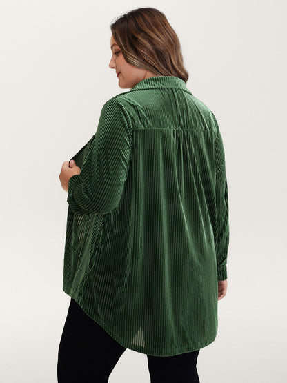 Velvet Textured Pockets Button-Down Shirt