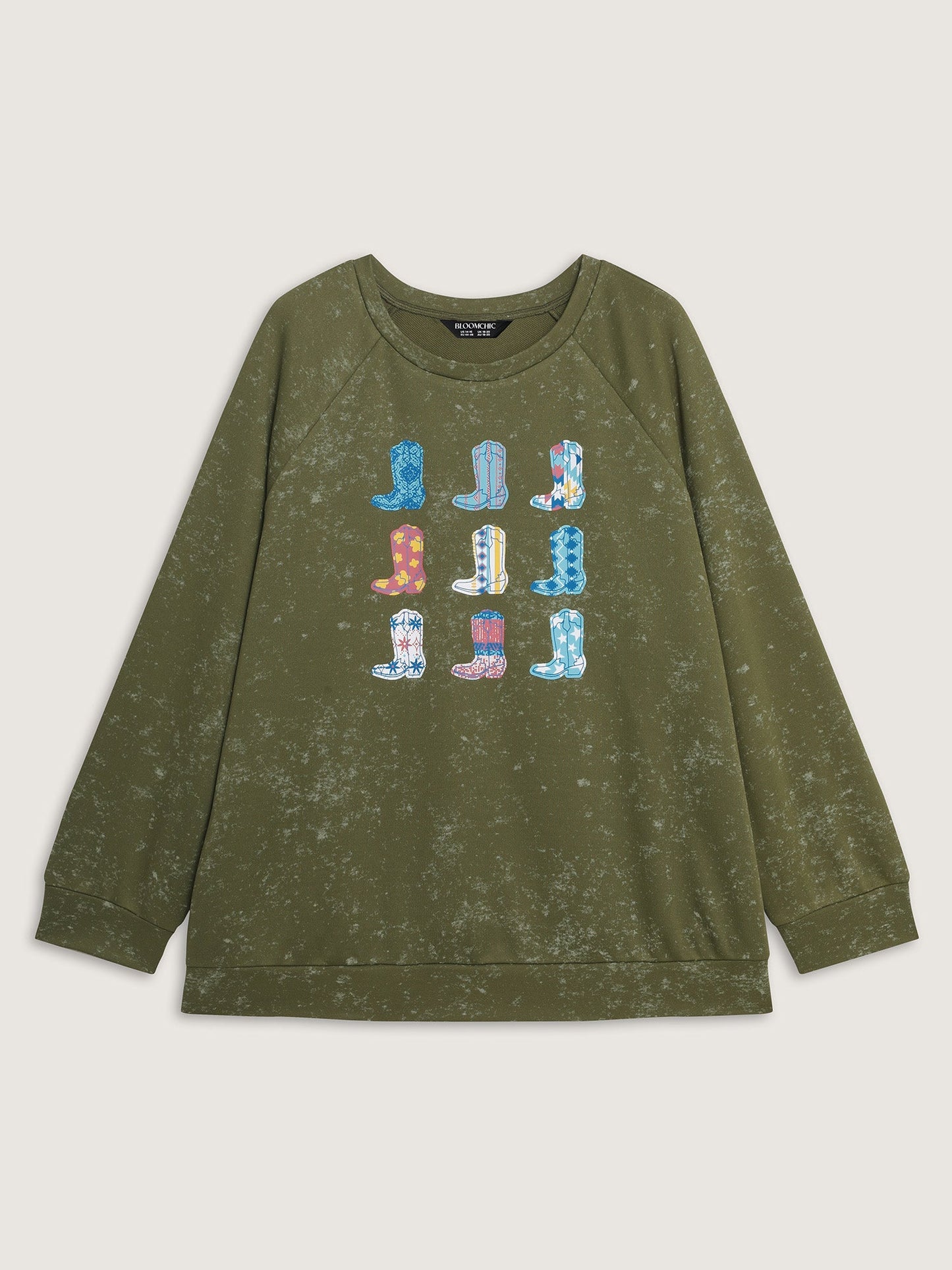 Colorful Cowboy Boots Print Nostalgic Sweatshirt