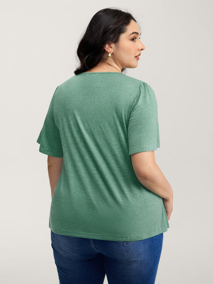 Supersoft Pleated Detail Lace Trim T-Shirt