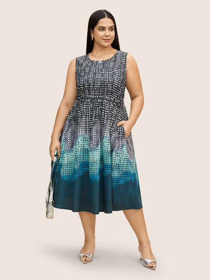 Polka Dot Ombre Pleated Pocket Tank Dress