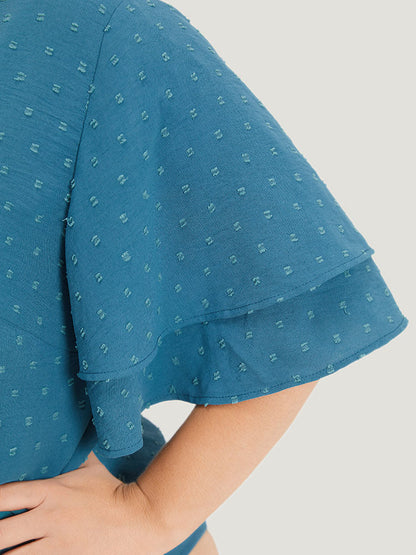 Polka Dot V Neck Ruffle Layered Sleeve Bodysuit