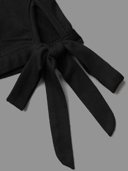 Color Block Tie-Knot Fitted Midi Dress