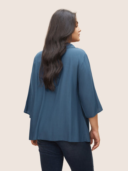 Cowl Neck Plain Bell Sleeve Blouse
