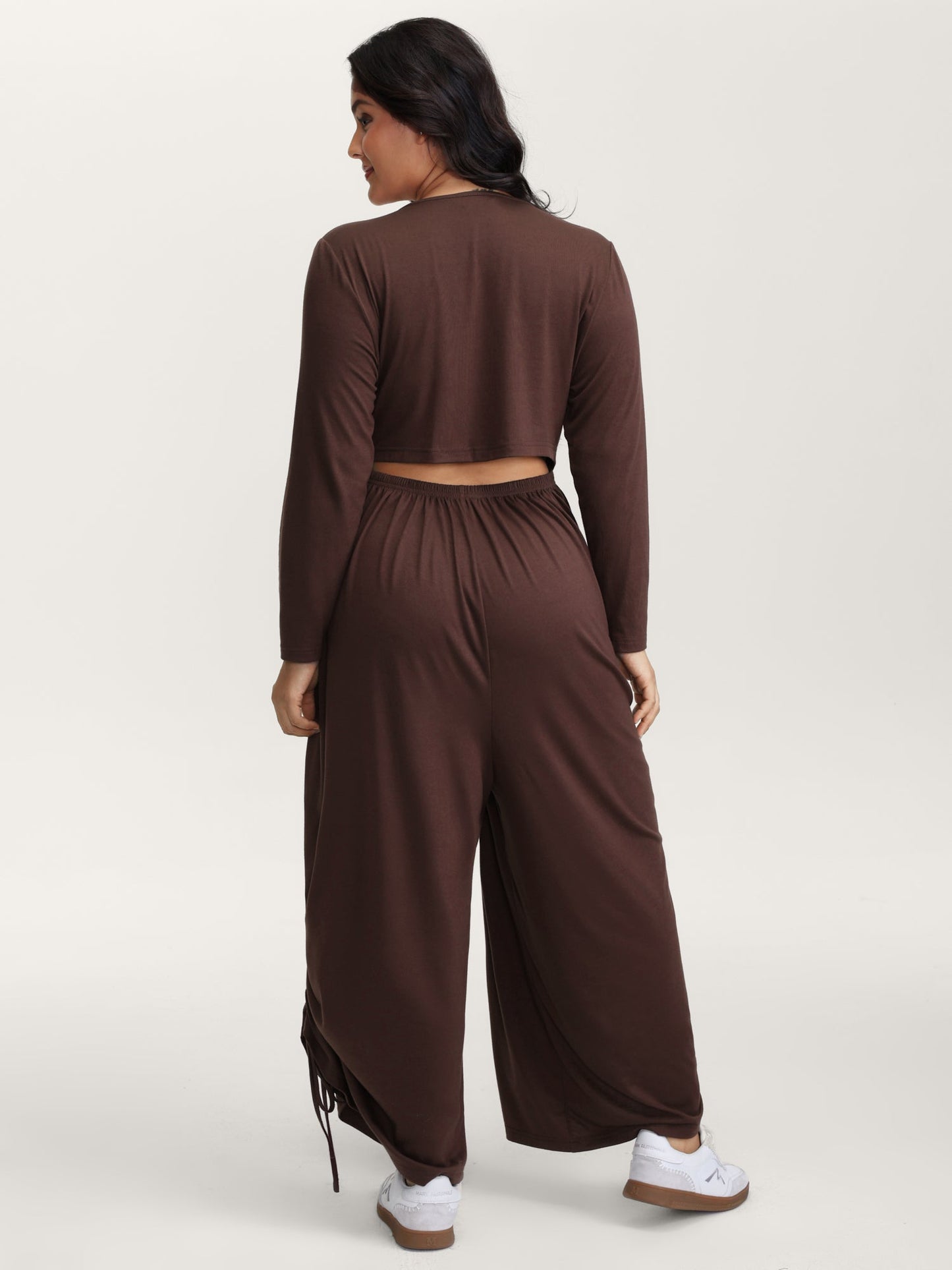 Easy peezy Stretchy Cross-Wrap Drawstring Hem Jumpsuit