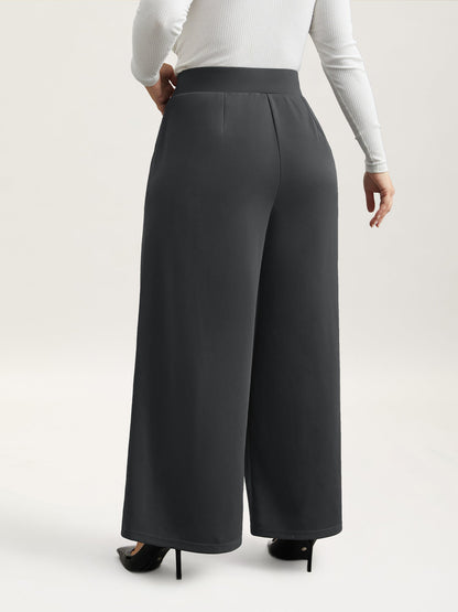 Ruched Tummy-Control Seamed Wide Leg Pants