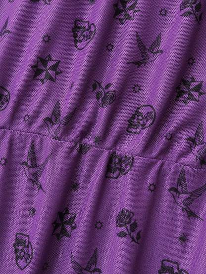 Timeless Halloween Print Stretchy Waist Sleep Dress