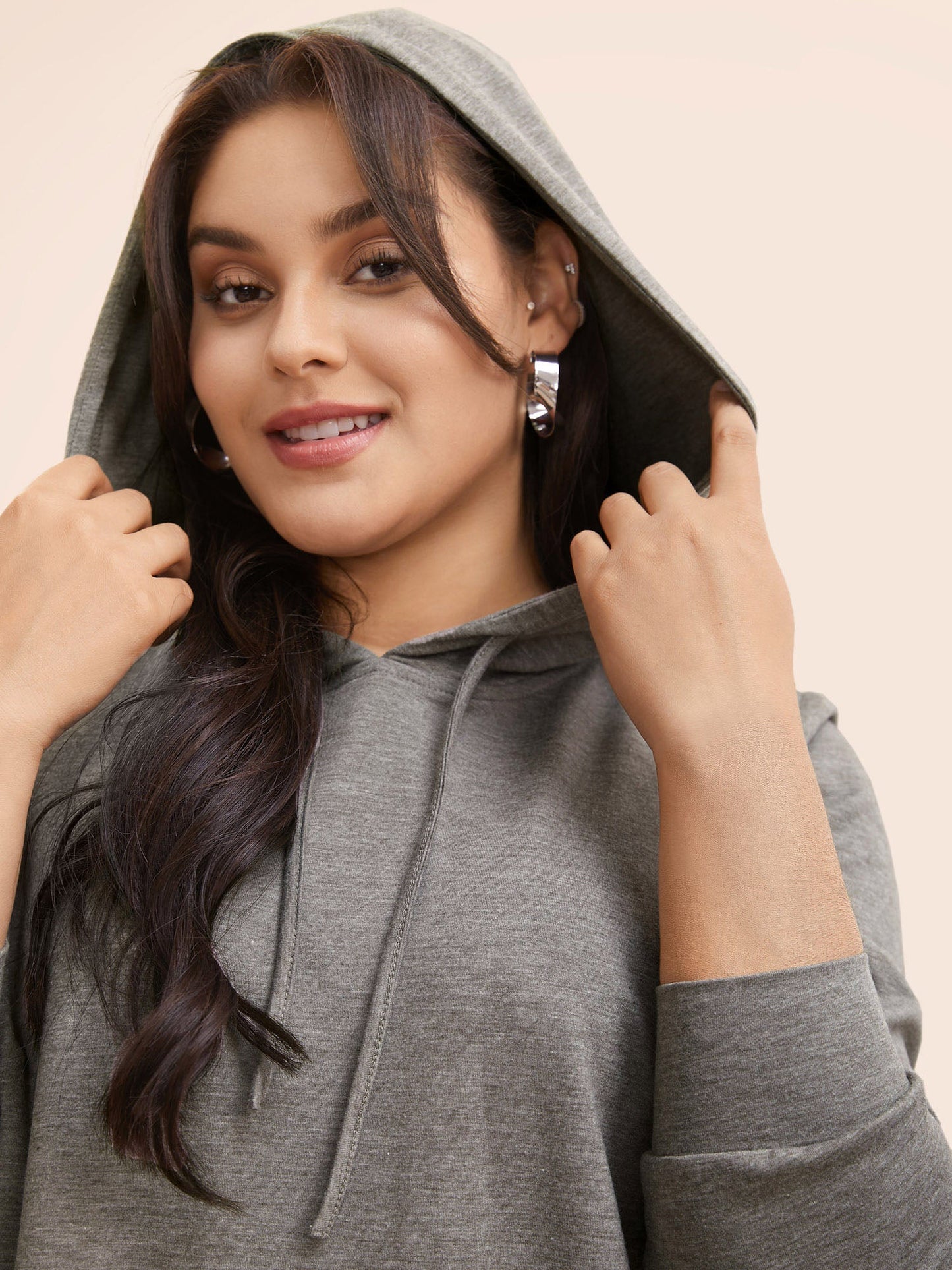 Contrast Patchwork Hooded Sweatshirt Dress