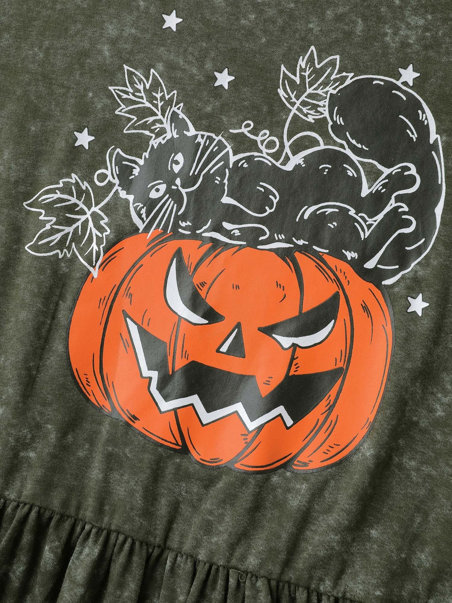 Spooky Pumpkin Motif Snowflake Effect Midi Dress