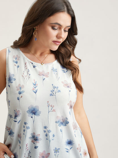 Stretchy Floral Print Fitted Vest