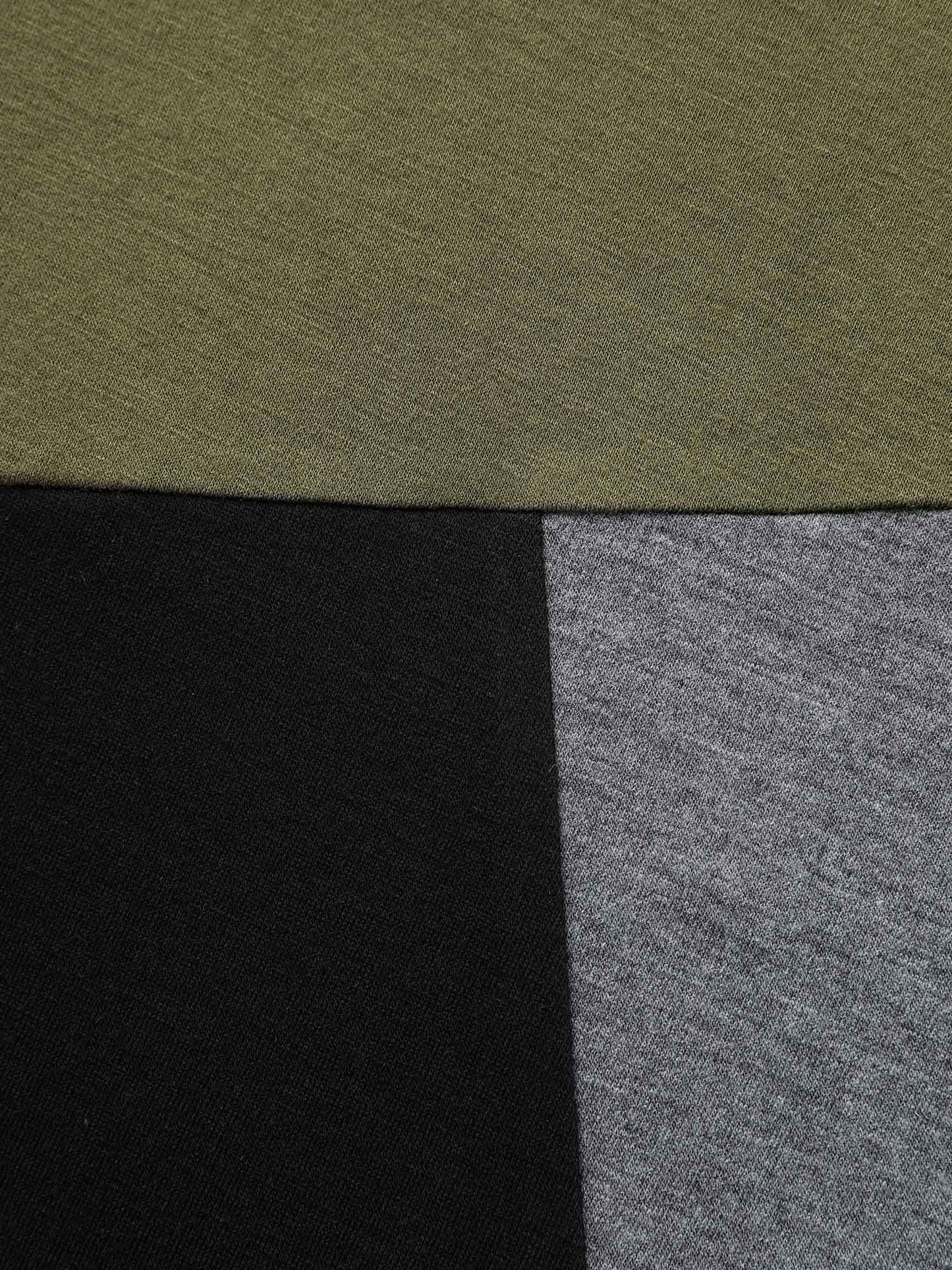 Round Neck Colorblock Contrast Raglan Sleeve Dress