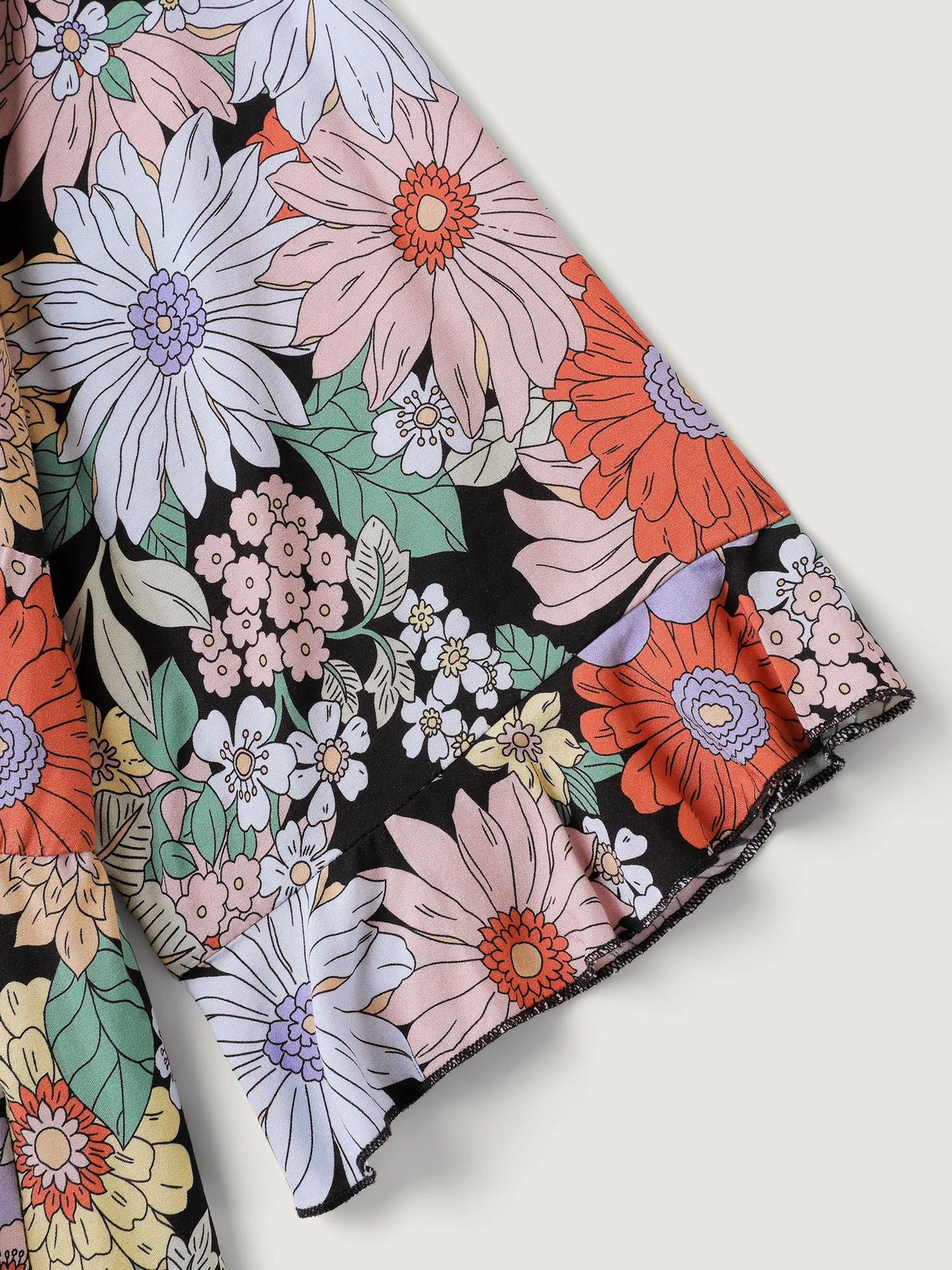 Rayon Floral Print V-Neck Maxi Dress