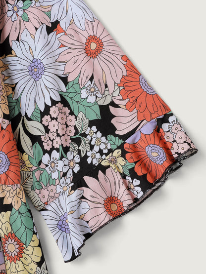 Rayon Floral Print V-Neck Maxi Dress