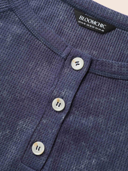 Waffle Weathering Front Placket T-shirt