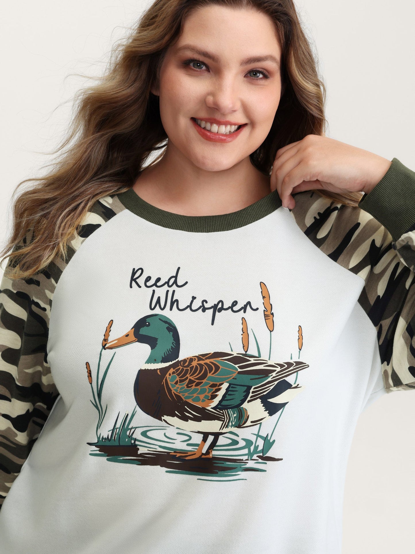 Camouflage Contrast Animal Print Sweatshirt