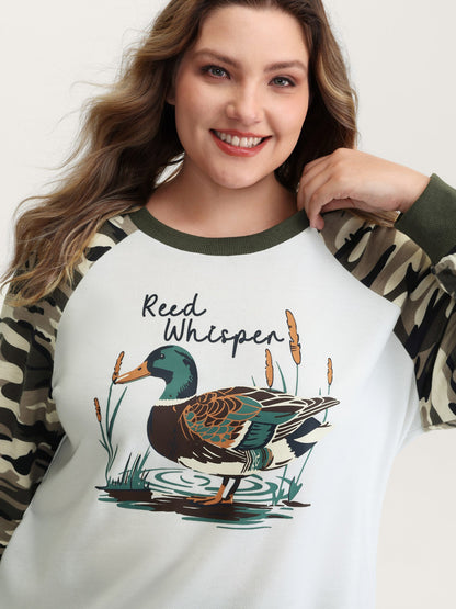 Camouflage Contrast Animal Print Sweatshirt