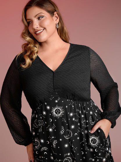 Starry Adventure Contrast Sheer Midi Dress