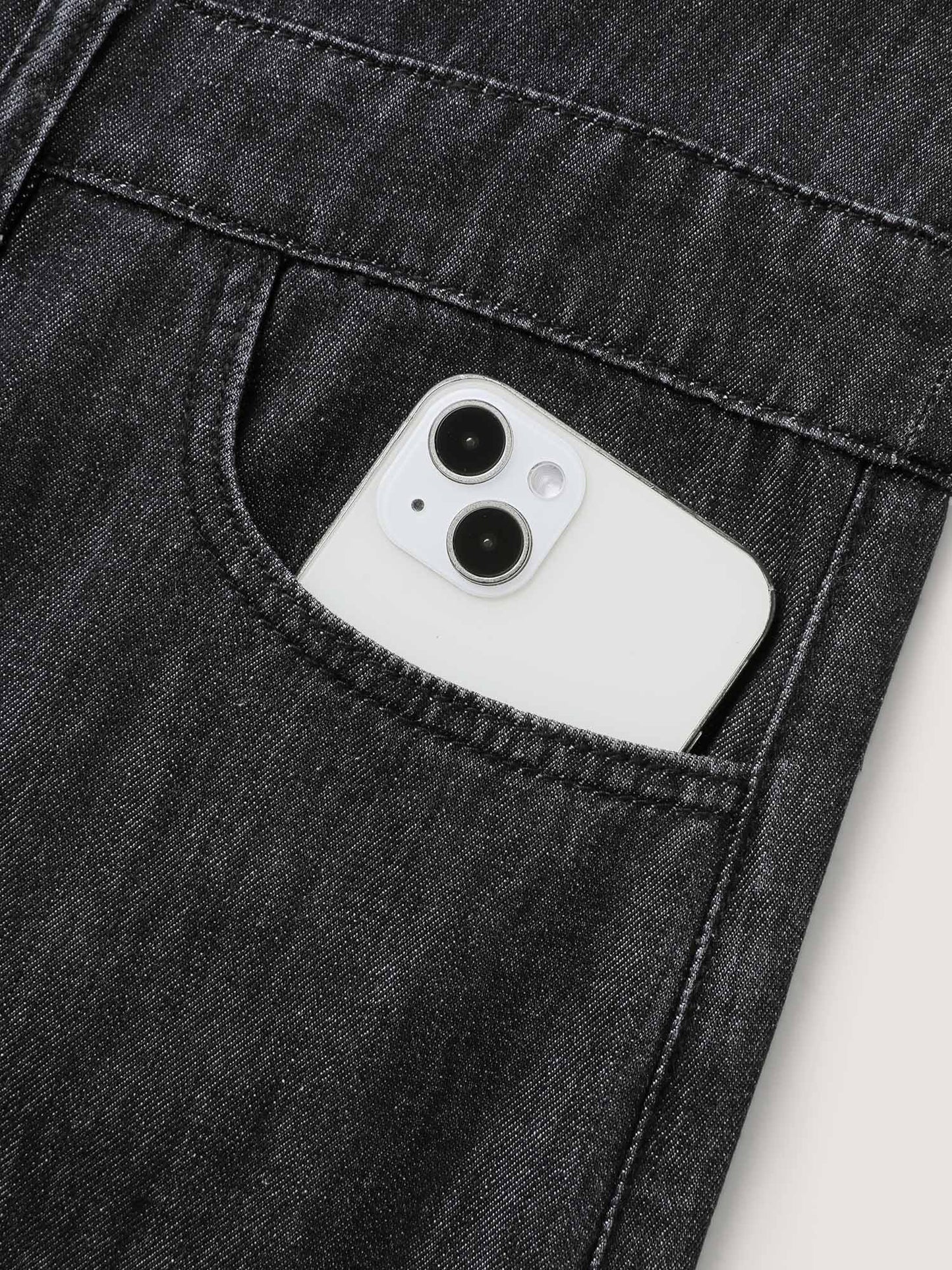 Button Placket Pockets Denim Jumpsuit