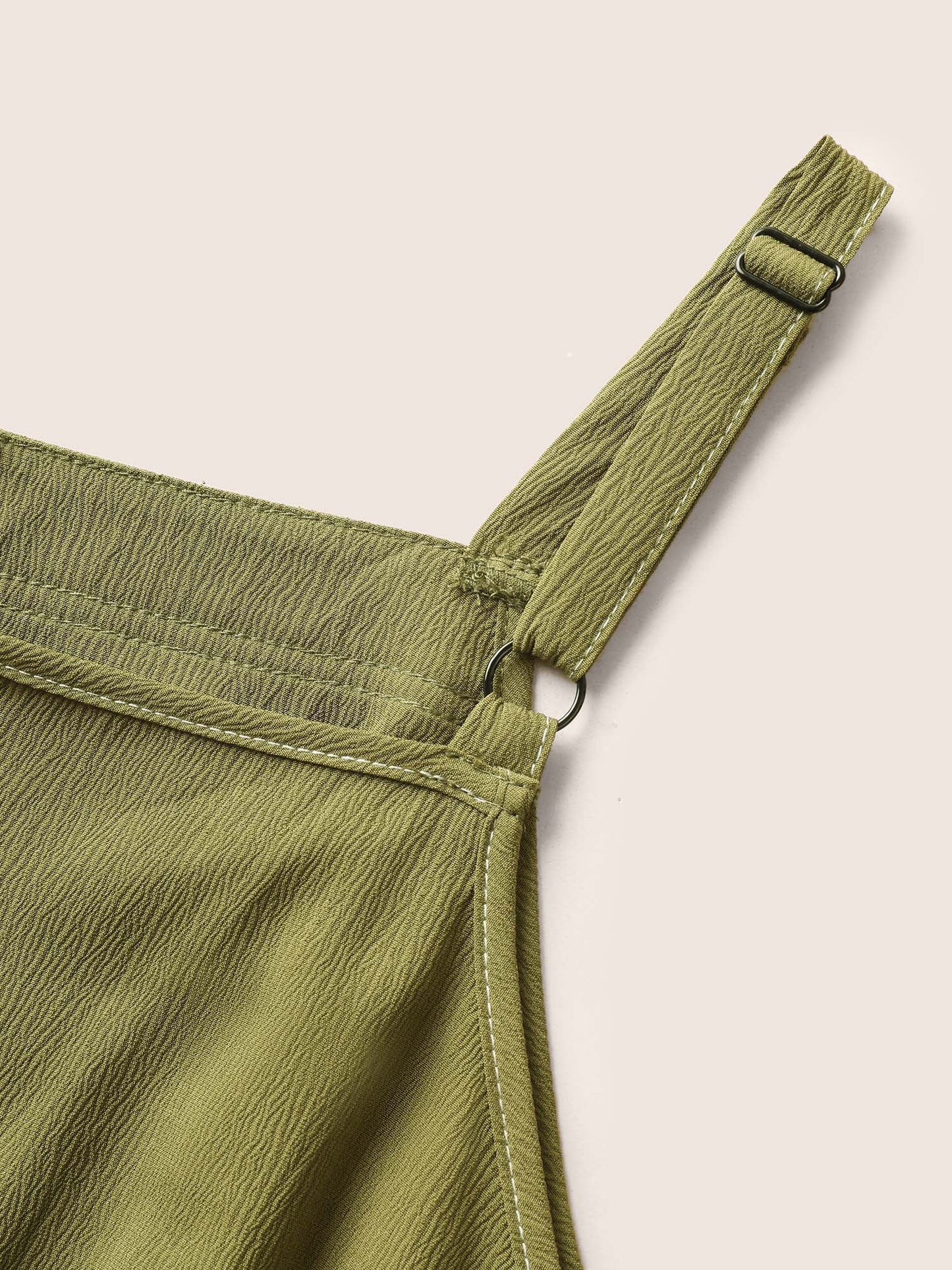 Plain Tucked Seam Frill Trim Jumpsuit