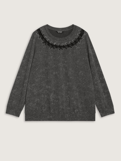 Halloween Cut-Out Neck Snowflake Effect Sweatshirt