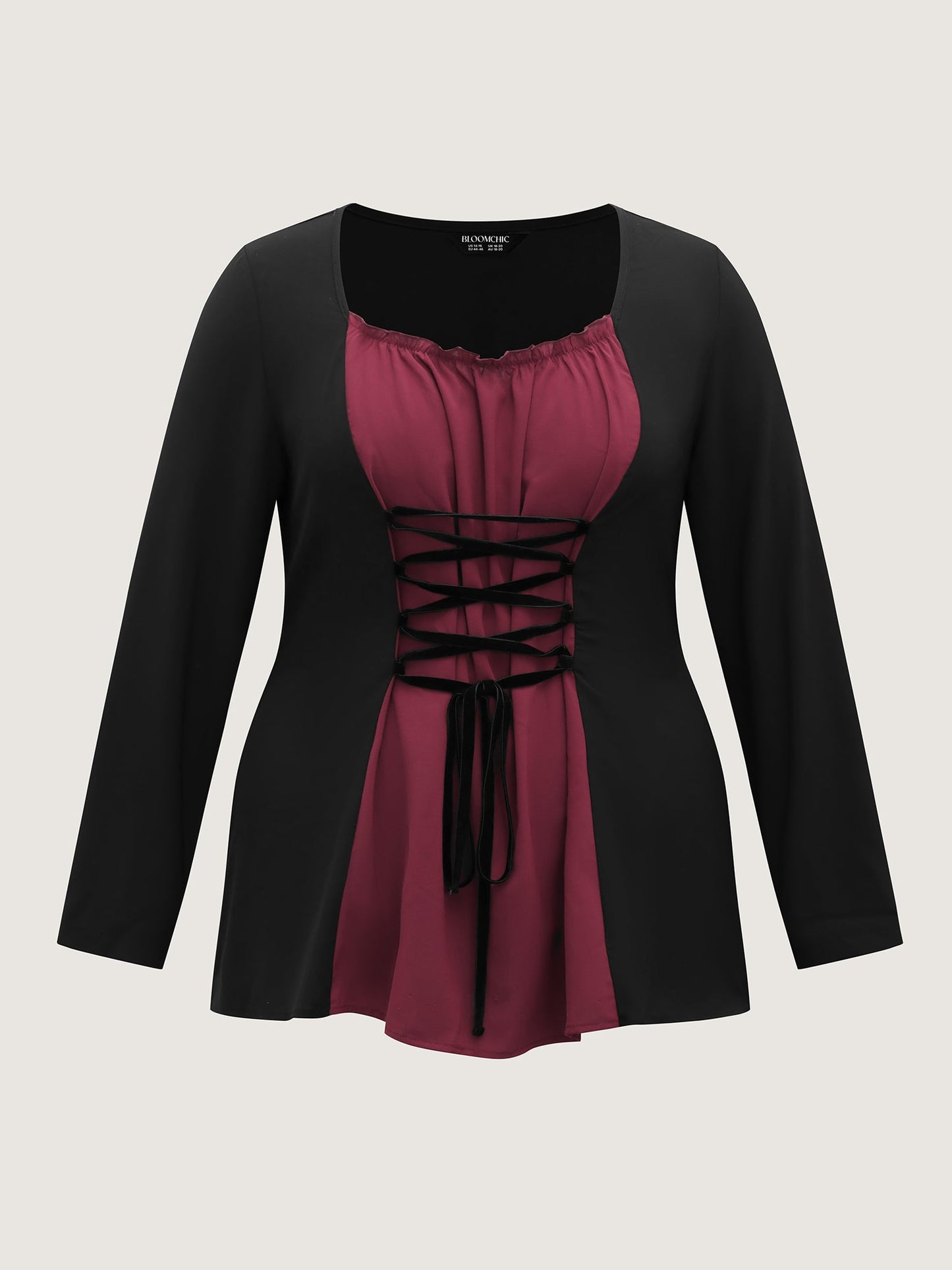 Color Contrast Cinched-Waist Knit Top