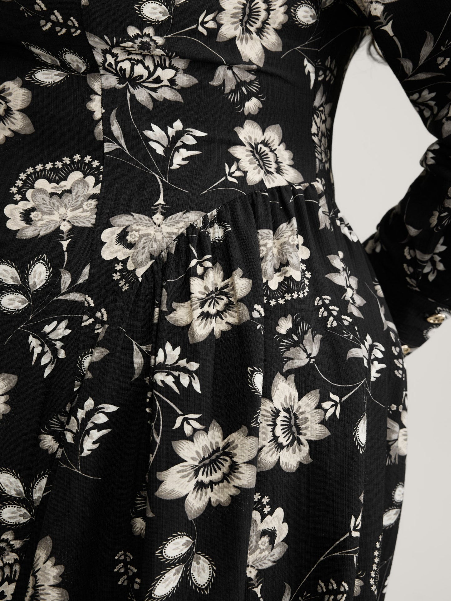 Floral Print Boat Neckline Midi Dress