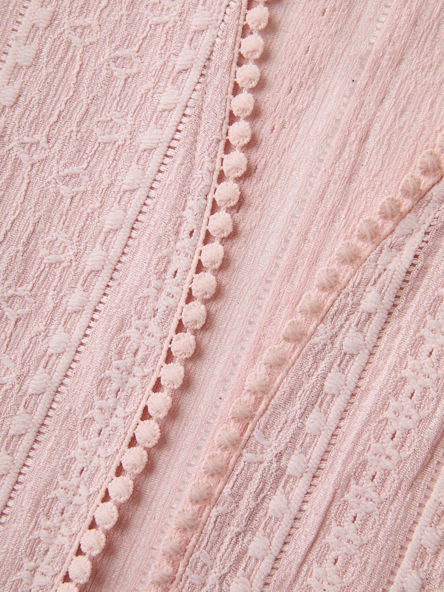 Textured Lace Trim Sheer Kimono Cardigan