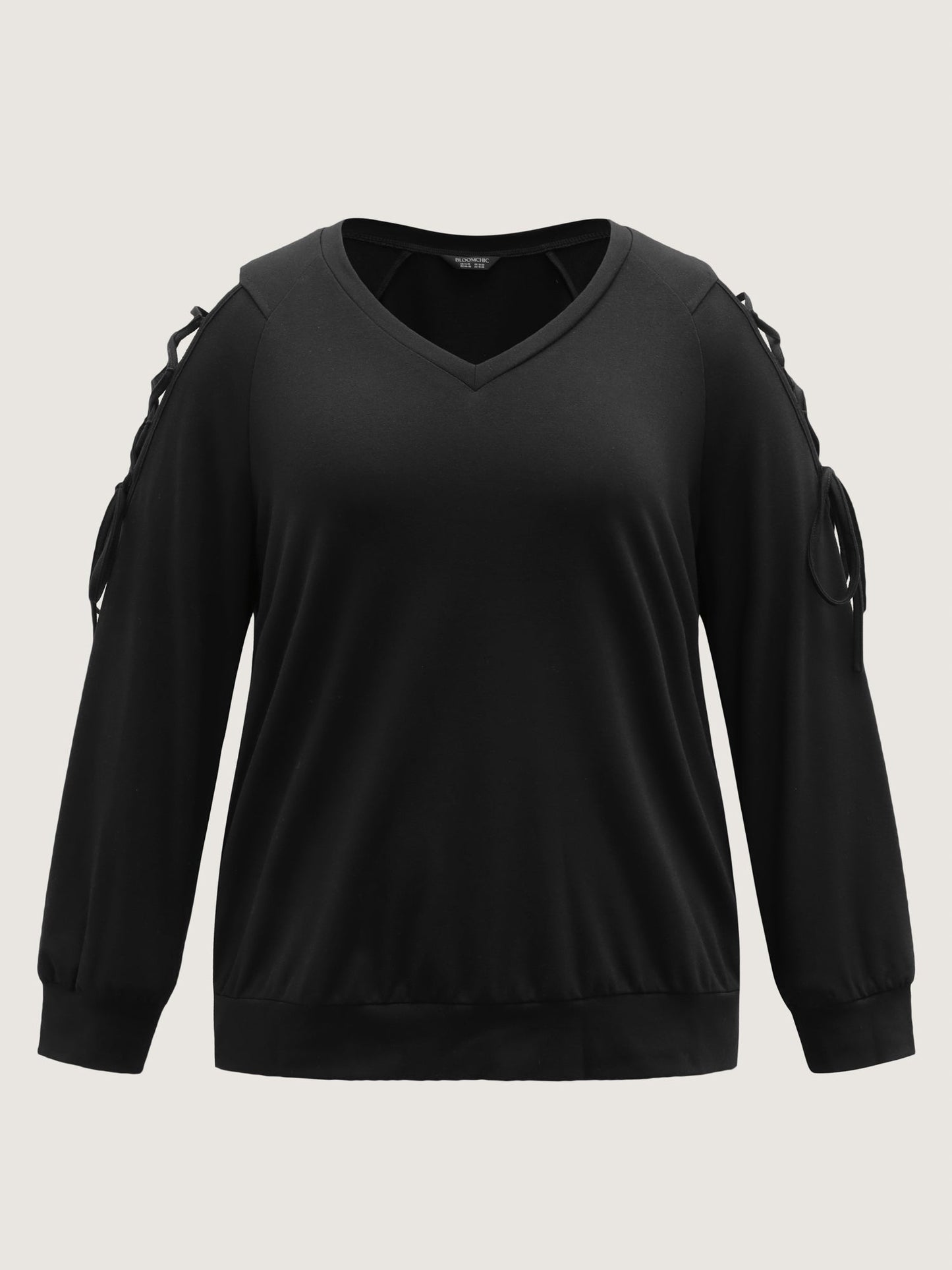 Shoulder Crosstie Design V-Neck Sweatshirt