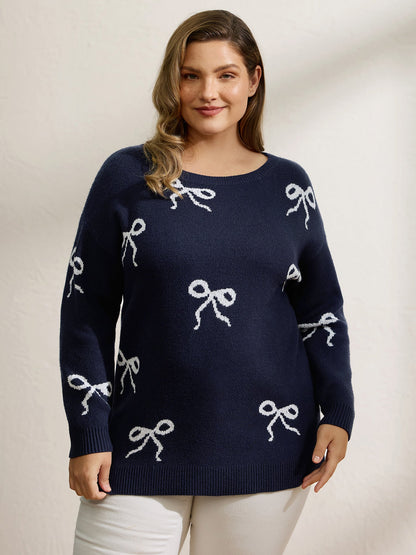 Supersoft Bowknot Boat Neckline Pullover