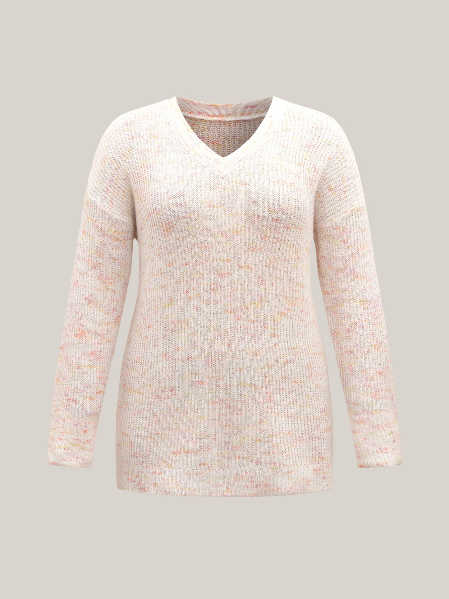 Ribbed Texture V-Neck Fitted Pullover