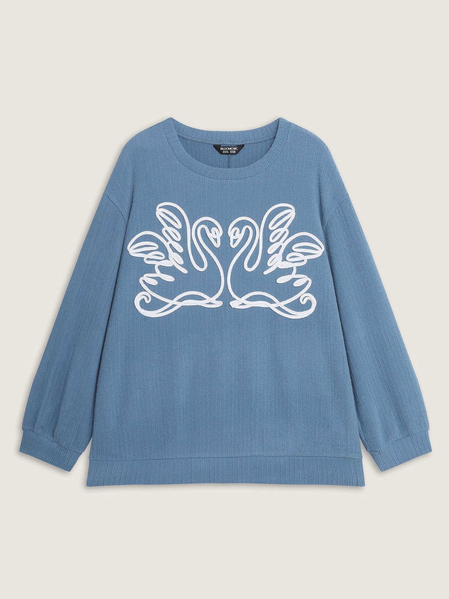 Swan Embroidered Pattern Relaxed-Fit Sweatshirt