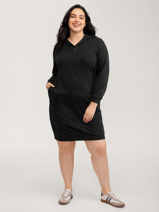 Vintage Hooded Sweatshirt Midi Dress