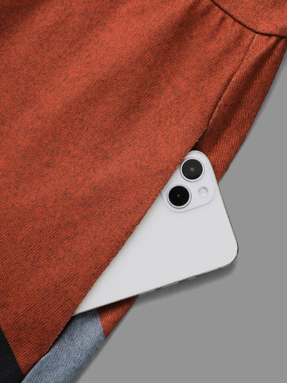 Round Neck Geometric Colorblock Contrast Dress