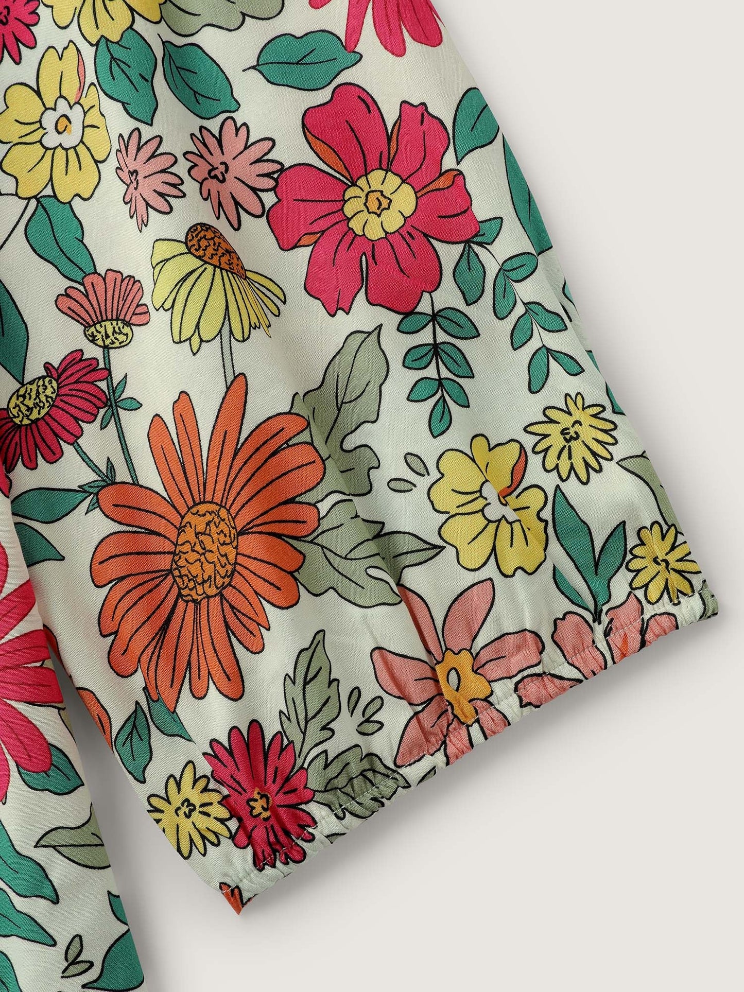 Supersoft Large Floral Print Pleated Neck Blouse