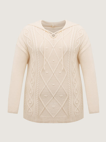 Textured Cross-Tie Hooded Pullover