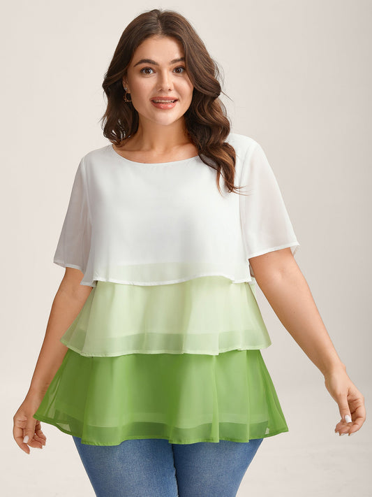 Color Fusion Layered Sheer Blouse